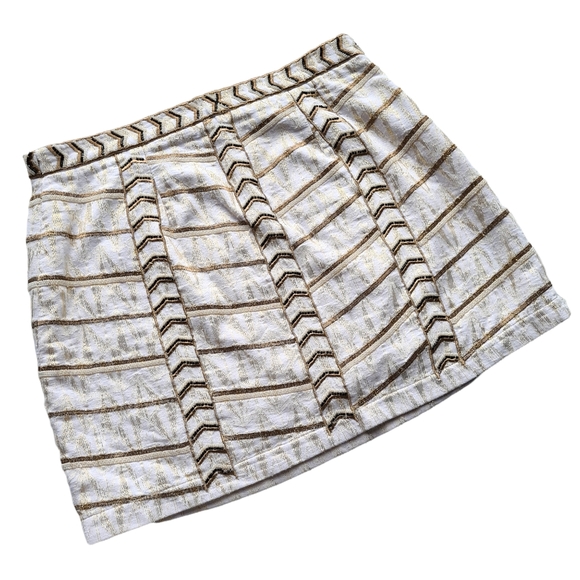 Sportsgirl Skirts Sportsgirl Sz 2 Womens Stunning Textured Beaded Gold Thread Party Mini